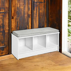 ClosetMaid 1631 Cubeicals 3-Cube Storage Bench, White with Gray Cushion - color: White With Gray Cushion