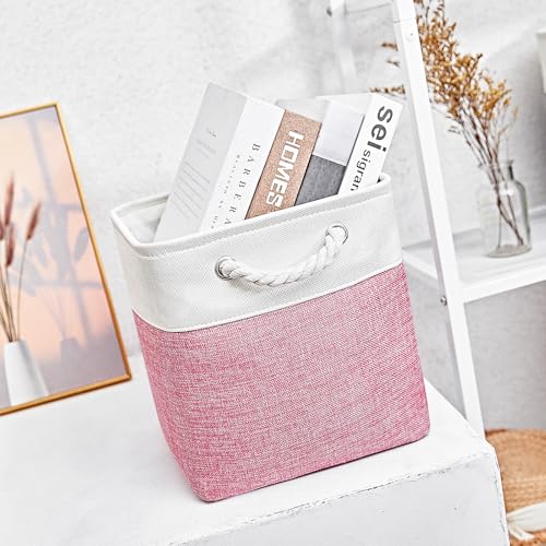 Cube Storage Bins, Collapsible Fabric Storage Cubes Bins, 11 Inch Cube Storage Bins with Handles, Foldable Storage Cubes (Pink, 10.5 * 10.5 * 11inch) - color: Pink