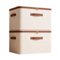 Storage Bins with Lids, Fabric Storage Boxes with Handles, Breathable Cotton Linen Clothes organizing Box for Wardrobe, Closet (2-middle) - size: 2-middle