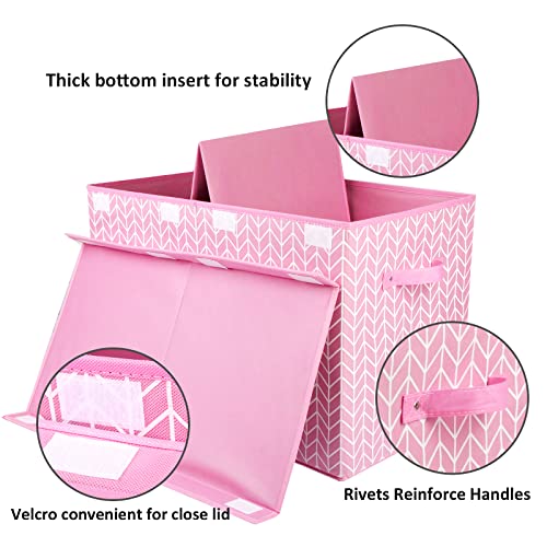Mayniu Large Toy Storage Box Chest for Girls Kids, Sturdy Toy Box Bin Organizer Baskets with Lid for Living Room, Nursery, Closet, Bedroom, Playroom 25"x13" x16" (Pink) - color: Large Pink