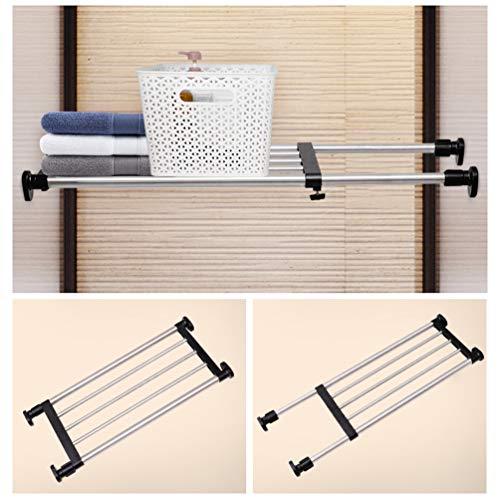 BAOYOUNI Expandable Shelf Closet Tension Rod Adjustable Shelving Unit Storage Rack Organizer Hanger Space Saving Divider for Wardrobe, Cupboard, Kitchen, Bathroom Use, Black - color: Black, 1pc (2-bar Telescopic), size: Recommended Use Length: (27.17-36.0