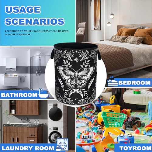 Moth Laundry Basket Oxford Cloth Funny Butterfly Laundry Hamper With Handle Foldable Portable Clothes Storage Basket 18.9 X 16.5 In Storage Bag For Laundry Room/Bathroom/Bedroom/Dormitories - color: Butterflies