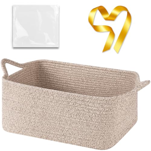 OIASKET Large Empty Gift Baskets for Baby Shower, 16.5" L x 12.6" W x 7" H Cute Woven Storage Basket with Gift Bags and Ribbons, Small Rope Toy Basket with Handles, Cat Dog Pet Toy Organizer - Brown - color: Brown, size: Large: 16.5"L x 12.6"W x 7"H
