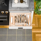 Yieach Large Clear Expandable Silverware Drawer Organizer for Kitchen,BPA FREE Adjustable Utensil Drawer Organizer and Silverware Tray,Plastic Flatware Organizers,Cutlery,Knife,Fork and Spoon Holder - size: L - 12.6 to 21.3