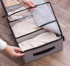 AARAINBOW Foldable Under Bed Clothes Organizer with Lid, Underbed Storage Container with Adjustable Dividers, Clear Window, Gray - color: Gray