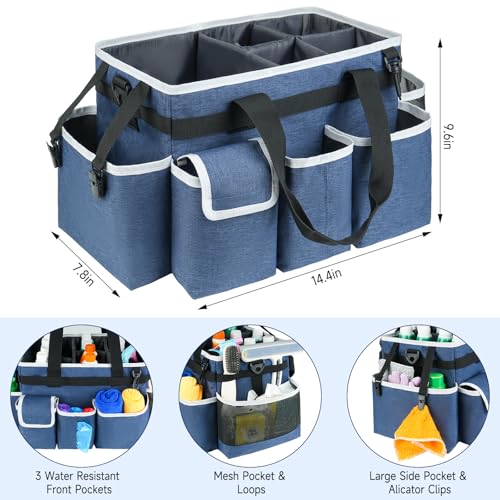 Cleaning Caddy,Cleaning Bag for Housekeepers,Cleaning Supplies Organizer with Handle,Blue - color: Blue, size: Medium