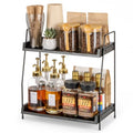ANBOXIT 2-Tier Coffee Station Organizer, Wooden Kitchen Counter Shelf - Black - color: Black