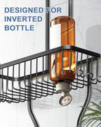 Shower Caddy Hanging - Never Rust Shower Hanging Organizer - Aluminum Over the ShowerHead Caddy with Soap Basket and 6 Hooks for Razor/Sponge (Black) - color: Black