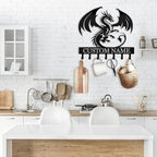 Custom Dragon Design Metal Wall Key Holder, Adhesive Key Rack Hook Organizer for Living Room Bedroom - color: 08 Dragon