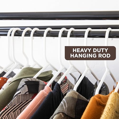 HOLDN’ STORAGE Portable Wardrobe Closet - 65 lb Large Capacity, Internal Heavy Duty Metal Rod, Zipper & Clear Window, Durable Clothes Organizer, Tool-Free Easy Assembly, Brown Canvas Cover - color: Brown, size: Large