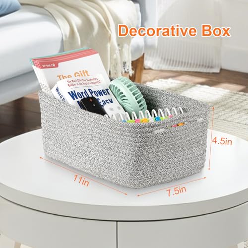Small Storage Baskets for Organizing, Woven Storage Bins for Shelves, Gift Basket Empty, Cute Decorative Closet Organizer, Baby Rope Basket, Dog Toy Storage, 11x7.5x4.5”, 3Packs Mixed Gray - color: Mixed Gray, size: S
