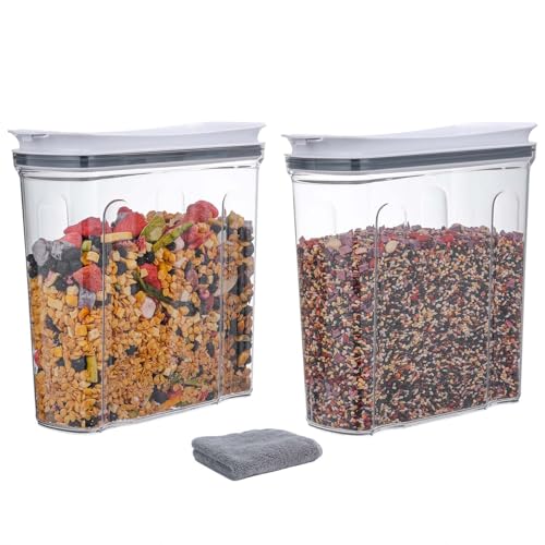 FreshKeeper Cereal Containers Storage Set, Airtight Food Storage Container with Lid 3.5L,2PCS BPA-FREE Plastic Pantry Organization Canisters for Rice Cereal Flour Sugar Dry Food in Kitchen… - color: 2PACK-3.5L