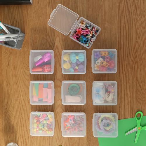 10-Pack Small Plastic Containers with Lids, Clear Stackable Storage Boxes & Bins Organizer for Bead Organizer, Craft Storage, Stickers, Jewelry & Small Items – Square Small - size: Clear Square Small - 10 Pack