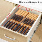 Utoplike In-drawer Knife Block Bamboo Kitchen Knife Drawer Organizer Large, handle Steak knife Holder without Knives, Fit for 16 Knife and 1 Sharpening Steel (Knives & Sharpening Not Included) - size: 16 Holder