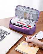 YOKUMA Pencil Case,Large Capacity Pencil Pouch,Aesthetic Zipper Pencil Box, Back to School Supplies for College Student Teen Adults,Travel Essentials,Electronic Cable Organize - color: Purple