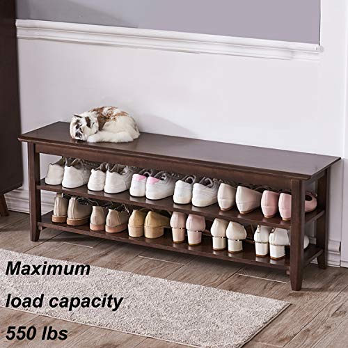 XKZG Storage Bench Wooden Shoe Rack Bench Rustic Solid Wood Entryway Bench (Brown,47.2") - color: Brown, size: 47.2"W x 11.8"D x 16.5"H