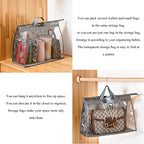 fazhongfa 6PCS Dust Bags for Handbags Clear Purse Storage Organizer Non-Woven Hanging Bag Closet with Zipper and Handle (XL Light Grey) - color: Light Grey