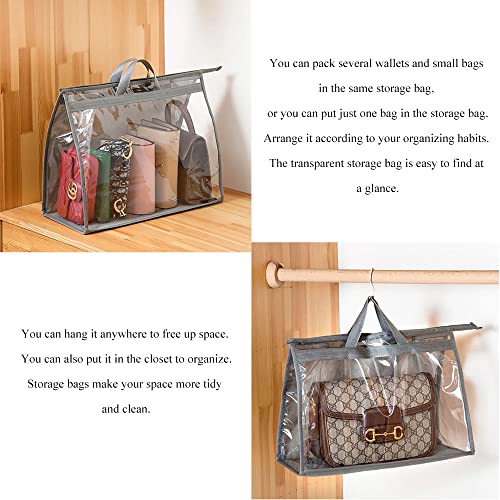 fazhongfa 6PCS Dust Bags for Handbags Clear Purse Storage Organizer Non-Woven Hanging Bag Closet with Zipper and Handle (XL Light Grey) - color: Light Grey