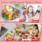 VERONES 5 Pack Glass Meal Prep Containers 2 Compartment Set, 36OZ Airtight Glass Lunch Containers, Glass Food Storage Containers with Lids, for Microwave, Oven, Freezer & Dishwasher Friendly,Red - color: Red
