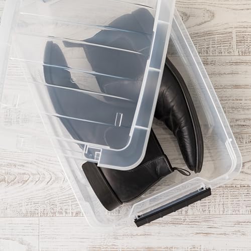 IRIS USA 4-Pack Storage Bins with Lids, 13 Quart, Made in USA Stackable See-Through Organizing Solution Latches Durable Nestable Containers Secure Pull Handle, BPA-Free Plastic - color: Clear, size: 13 Qt, style: 4 Pack