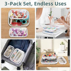 Clear Hard Shell Zipper Cases(3 Packs), Plastic Hard Sided Zippers Pouches Clear Hardshell Pencil Case For Storage, Diaper Bag Organizer Bliss Bins 2*Small/1*Medium