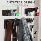 Coat Hook Wall Rack Hanger - Double Coat Rack with 5 Hooks Wall Hooks for Hanging Hat Key Bag Towel Wall Mount Coat Rack, Black 2 Packs - color: Black, size: Rectangle 5 Hooks 2 Packs