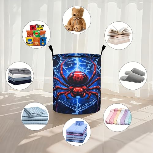 Halloween Web Laundry Basket Foldable Oxford Cloth Tote Bag Laundry Hamper Clothes Storage Bucket Organizer For Bathroom/Laundry Storage/Bedroom 19.6x15.7 Inch - color: Spider Web