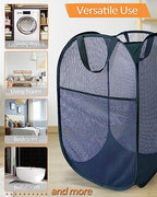 Bemkoo Navy Blue Durable Foldable Laundry Hamper, 22.8 x 14.2 x 14.2 inches - color: Navy Blue, size: Pop Vertical