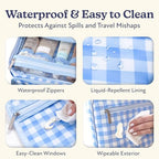 VANDEL Waterproof Hanging Toiletry Bag [TSA-Approved] Hanging Makeup Organizer Bag, Cosmetic Travel Bags for Women, Makeup Case Toiletries Organizer Hygiene Bathroom Shower Caddy - Blue Gingham - color: Blue Gingham