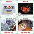 Set of 6 Stackable Space-Saving Nesting Glass Bowls with BPA Free Lids for Foodprep, Storage, Baking, Mixing & Cooking, Microwave Safe - Durable Inert Borosilicate Glass - color: 6 Mixing Bowls with PP Lids