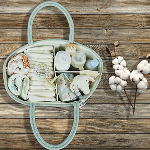 Large Baby Diaper Caddy Organizer for Girl Boy Rope Nursery Storage Bin Basket Portable Holder Tote Bag for Changing Table Car Travel Baby Shower Gifts Newborn Essentials Registry Must Have Green - color: light green, size: Large