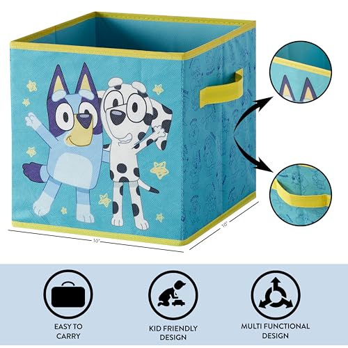 Bluey Set of 2 Collapsible Storage Cubes,10"x10"x10" Fabric Bins for Kids, Spacious Foldable Toy Organizer Boxes for Bedroom, Playroom, or Closet - color: Bluey