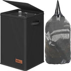 Simple Houseware Foldable Laundry Hamper Basket with Lid and Removable Bag, Black - color: Black