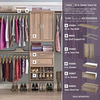 ClosetMaid SuiteSymphony Wood Closet Organizer Starter Kit with Tower and 3 Hang Rods, Shelves, Adjustable, Fits Spaces 5 – 10 ft. Wide, Natural Gray - style: Natural Gray Finish