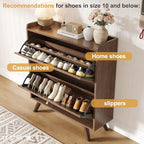 Decofy 37.6” Shoe Cabinet with 2 flip-Down Drawers, Three Adjustable Levels, Suitable for entryway, Hallway, and Living Room (Walnut) - size: 2 Flip-Down
