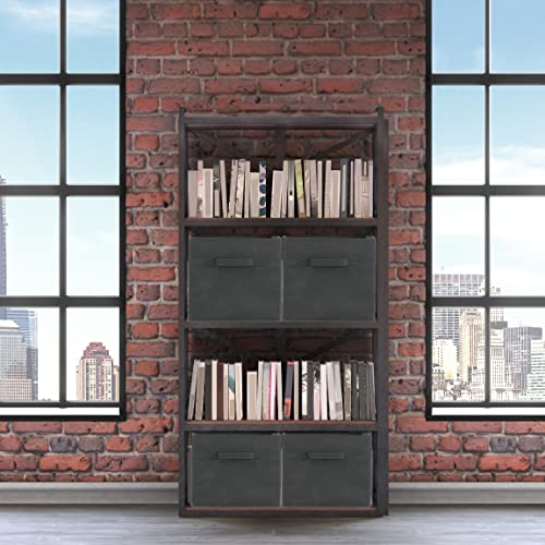 Simple Houseware Foldable Cube Storage Bins, 11-Inch Dark Gray, 6-Pack Fabric Cubes Organizer for Closet or Shelves - color: Dark Grey
