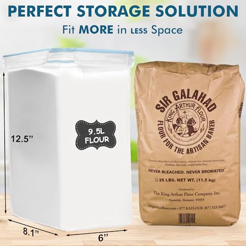 Shazo 2 PC (9.5L | 321 Oz) Extra Large Bulk Food Storage Containers with Airtight Lids for Flour, Sugar, Rice, Cereal & Pasta - Leakproof, BPA-Free Plastic Canisters for Kitchen & Pantry Organization - color: Blue