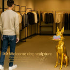 3D Large Dog Sculpture Tissue Box Cover & Key Holder Stand – Golden Resin Side Table, Multipurpose Entryway Organizer with 11.8" Detachable Tray, Cute Door Side Art Ornaments Living Room Figurine