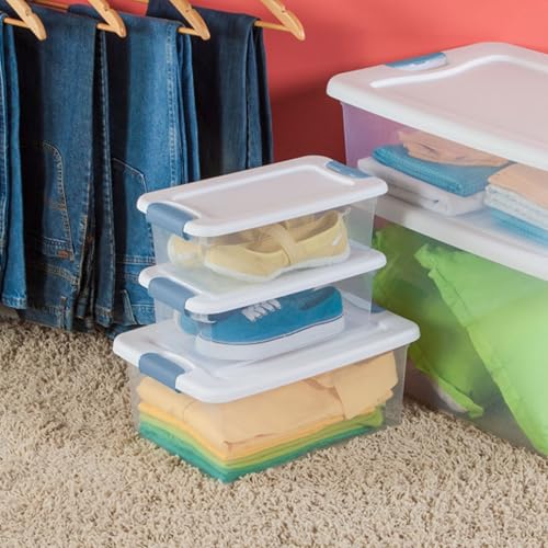 Sterilite 36-Pack Latching Box, Under Bed Storage Bins with Lids, Clear Plastic, 6 Quart - Heavy-Duty Organizing Containers for Closet, Bathroom, and Office - size: 6 Quart, style: 36 Pack