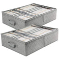 LotFancy Foldable Under Bed Storage Bags, Closet Organizers and Storage Bins, Clothes Blankets Organizer, with Clear Window and Reinforced Handles, 24” x 16” x 6", Pack of 2, Gray