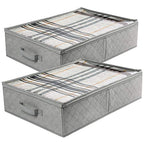 LotFancy Foldable Under Bed Storage Bags, Closet Organizers and Storage Bins, Clothes Blankets Organizer, with Clear Window and Reinforced Handles, 24” x 16” x 6", Pack of 2, Gray