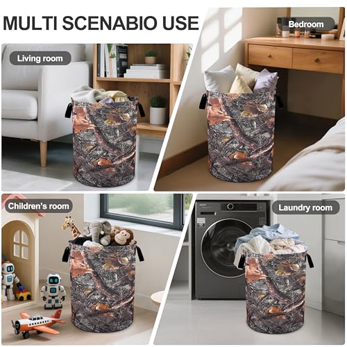 Camo Camouflage Laundry Basket Foldable Oxford Cloth Tote Bag Laundry Hamper Clothes Storage Bucket Organizer For Bathroom/Laundry Storage/Bedroom 19.6x15.7 Inch - color: Camo Camouflage