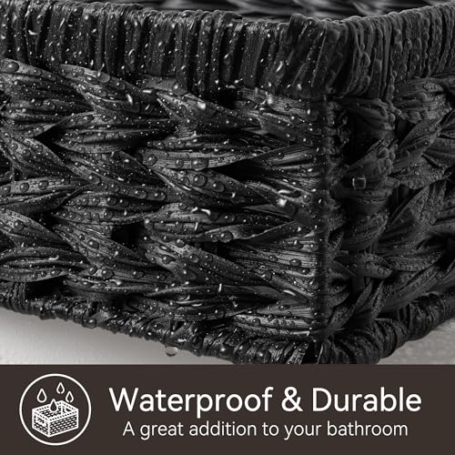 GRANNY SAYS Wicker Basket for Organizing, Wicker Storage Baskets for Shelves, Woven Baskets for Pantry Storage, Shallow Basket, Black, 1Pack - color: Black, size: 13"L x 10¾"W x 4¾"H