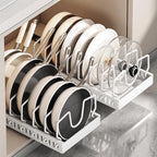 pots and pans organizer under cabinet,pot lid organizers inside cabinet holders for kitchen,Horizontal and vertical pulling modes,cast iron storage (White vertical pull-out) - size: White vertical pull-out