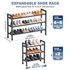 Mavivegue 19“- 43” Adjustable Shoe Rack, 3 Adjustable Length, 3 Tier Expandable Shoe Rack for Closet, Entryway, Shoe Shelf, Black - color: Black, size: 3 Tier