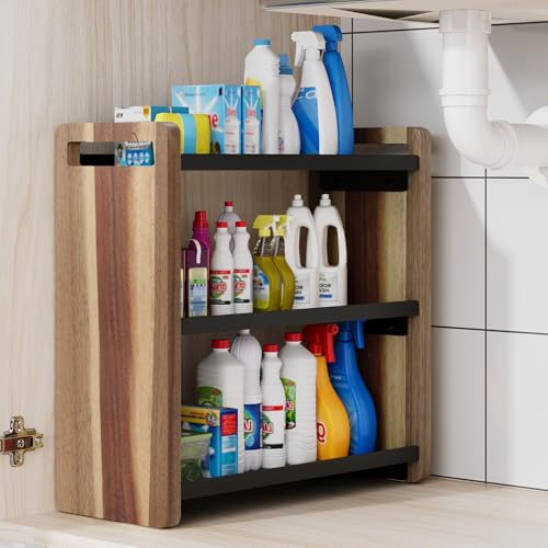 Bathroom Counter Organizer,Bathroom Counter Shelf,Bathroom Organizers,Under Sink Organizer,Cologne Organizer For Men,Cologne Cabinet,Spice Rack Organizer for Cabinet,Gifts(Brown 3 Tier) - color: Brown 3 Tier