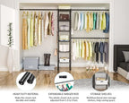 Ulif M1 Closet Storage Organizer System, 6 Tiers Heavy Duty Metal Garment Rack with 3 Expandable Hanger Rods, Wall Mounted Space Saver Suits from 5.4-8.7 ft. Width, 71.2”H x 14”D, 700LBS, Black - color: Black