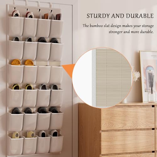 homyfort Over the Door Shoe Organizer, 24 Large Breathable Mesh Pocket,Space Saving Hanging Shoe Rack,Shoe Storage Holder for Entryway Bedroom Closet - color: White