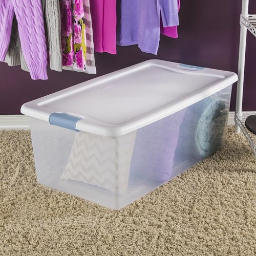 Sterilite 16-Pack Latching Box, Under Bed Storage Bins with Lids, Clear Plastic, 106 Quart - Heavy-Duty Organizing Containers for Closet, Bathroom, and Office - size: 106 Quart, style: 16 Pack