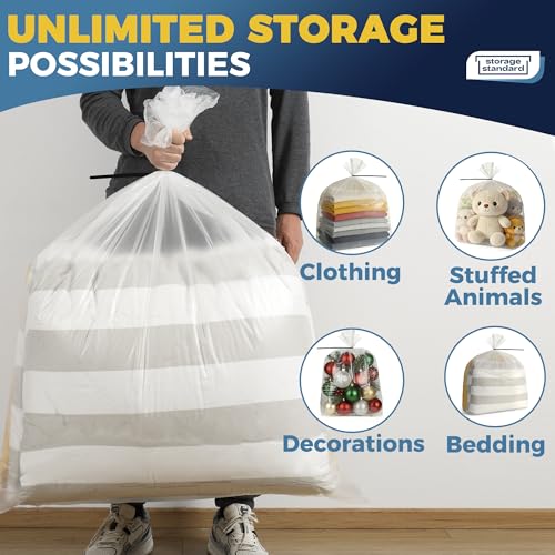 Storage Standard Large Clear Plastic Bags for Storage 6-Pack - Waterproof Extra Large Plastic Bags with Zip Ties, Heavy-Duty Cover for Clothes, Blankets, Linens & Bedding Organization - 32 x 42 Inches - size: 32'' x 42’’